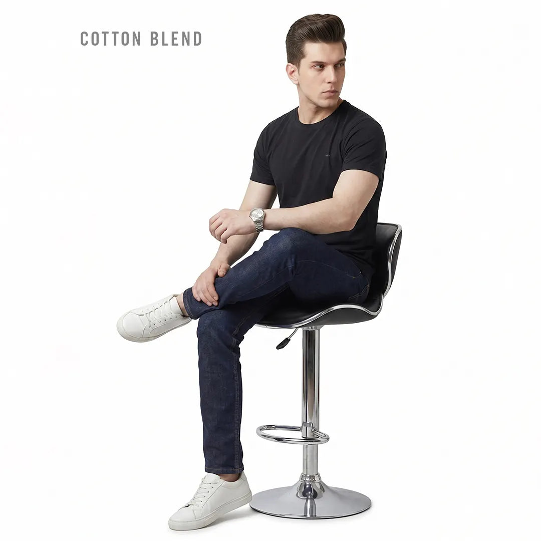 Premium Men's Cotton Blend T-Shirt | 180 GSM Bio-Washed | Excello Embroidered Logo