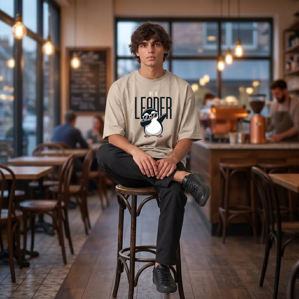 Excello Premium Oversized Graphic T-Shirt | 240 GSM Pure Cotton | Be A Leader