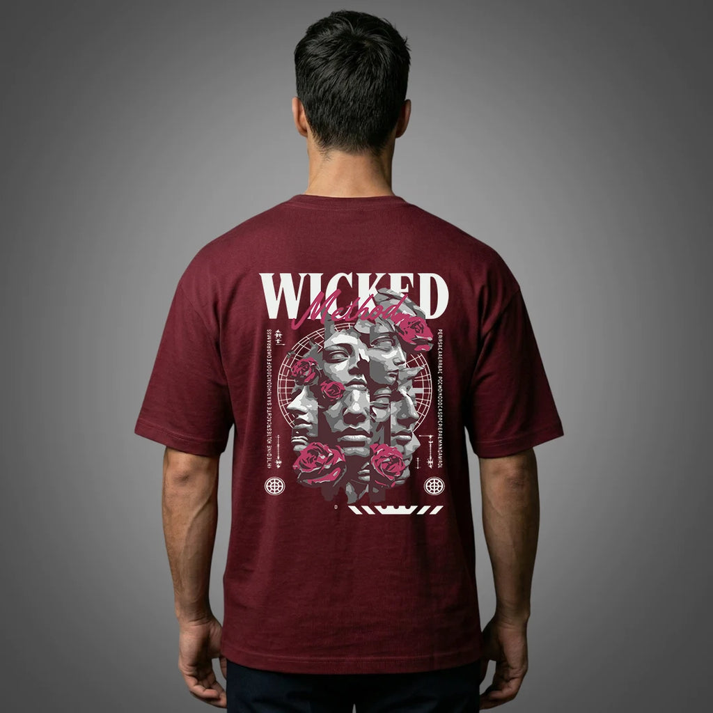 "Wicked Method" Graphic Oversized T-Shirt – Wine