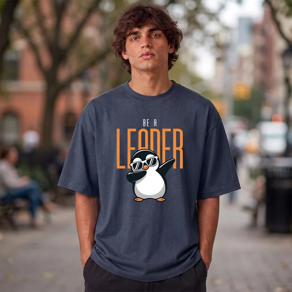 Excello Premium Oversized Graphic T-Shirt | 240 GSM Pure Cotton | Be A Leader