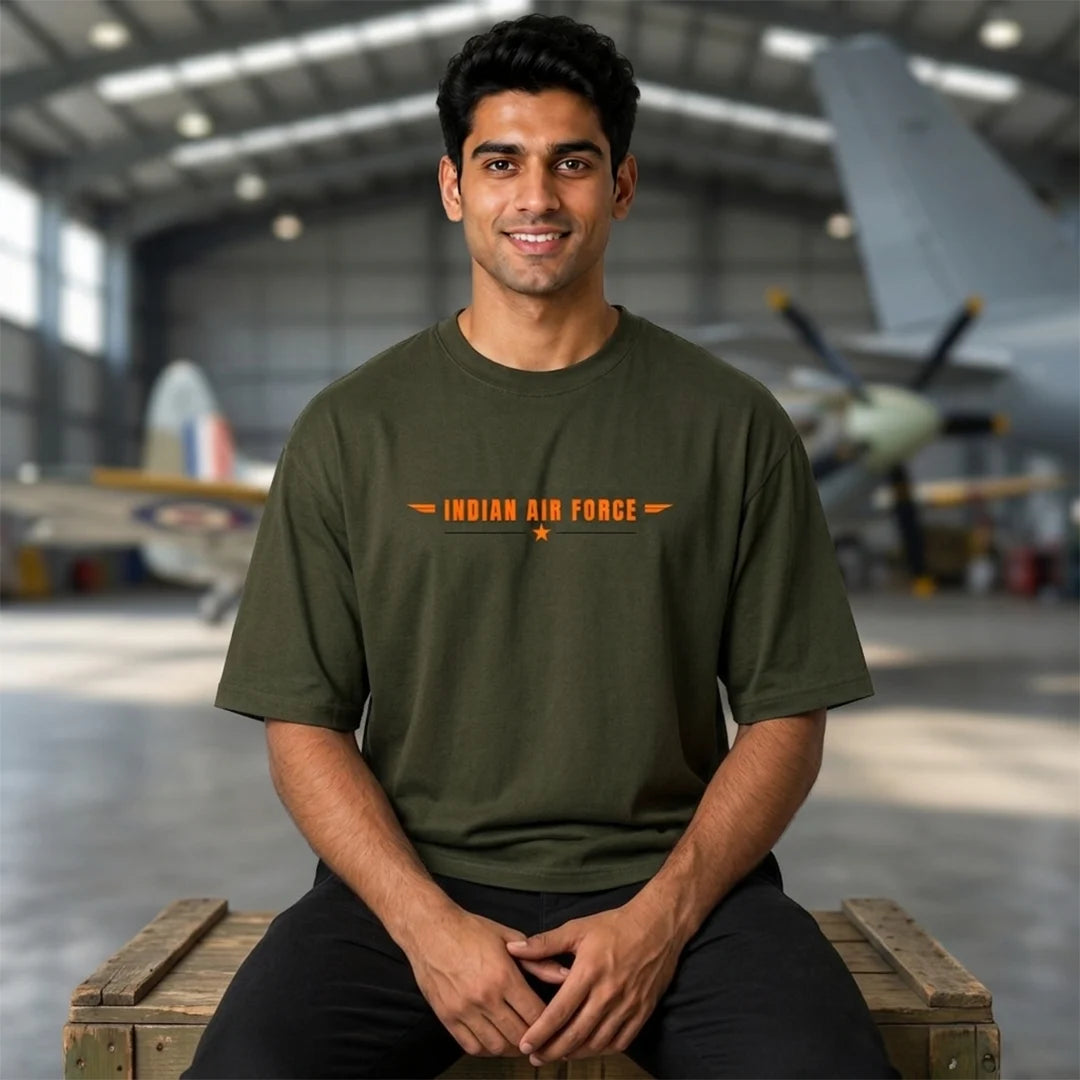 Men's Oversized Graphic T-Shirt - Operation Safed Sagar IAF Tribute, 240 GSM Pure Cotton, Bio-Washed