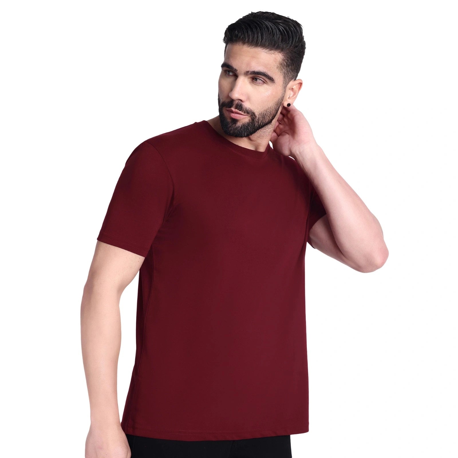 Men’s Premium  Solid Round Neck T-Shirt | Regular Fit Half Sleeve Cotton Essential T-Shirt