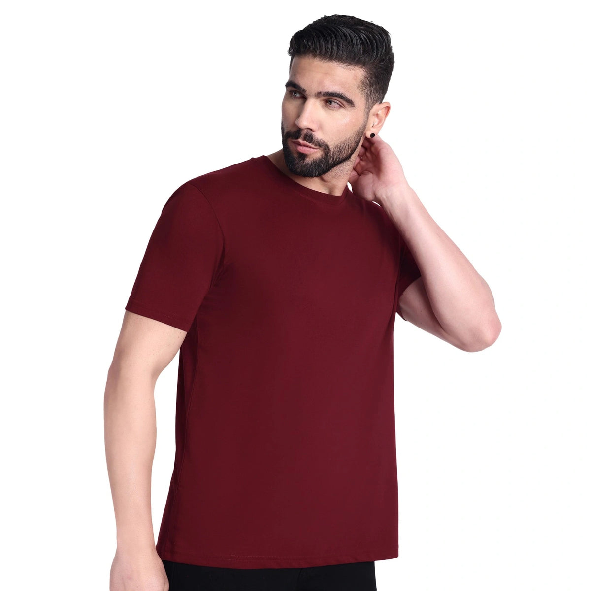 Men’s Premium  Solid Round Neck T-Shirt | Regular Fit Half Sleeve Cotton Essential T-Shirt