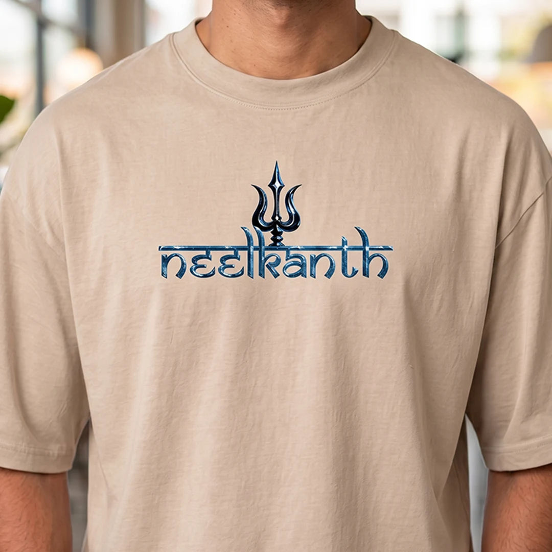 Premium Neelkanth Mahadev Oversized Pure Cotton T-Shirt | 240 GSM Heavyweight Spiritual Streetwear Graphic Tee