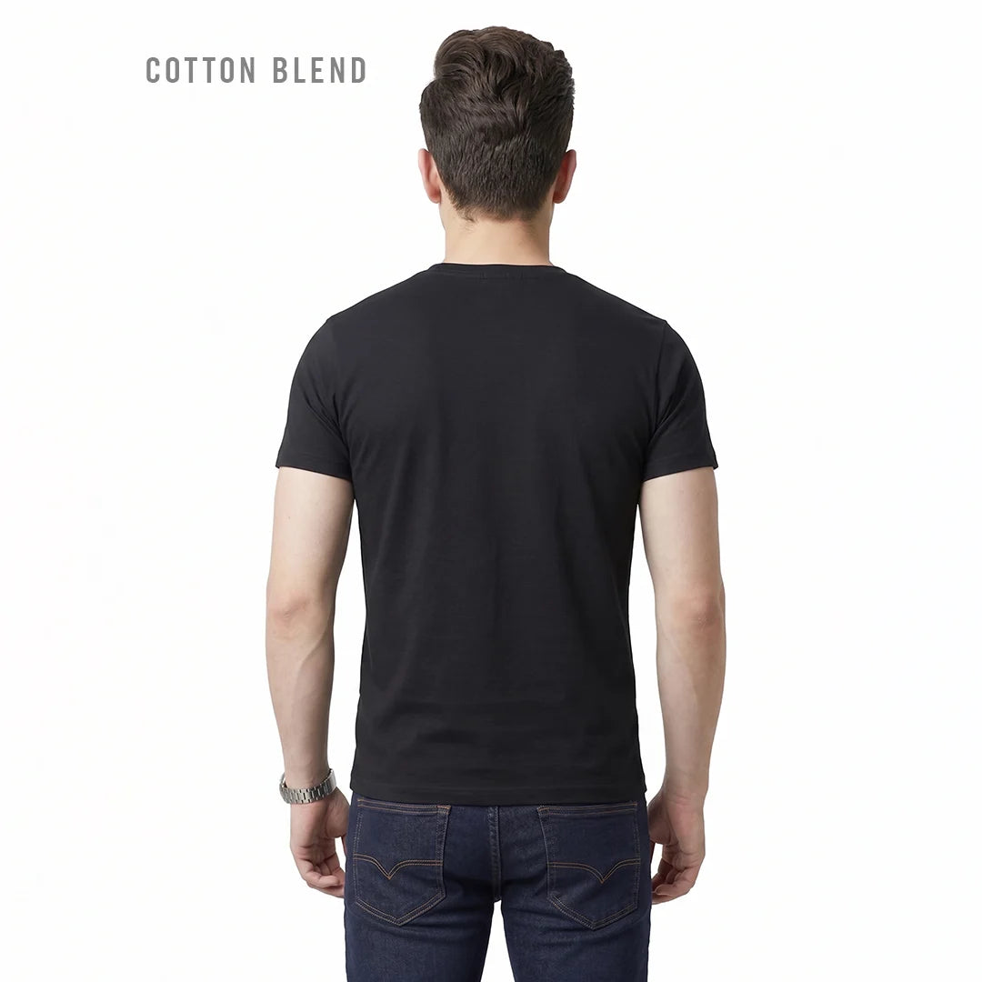 Premium Men's Cotton Blend T-Shirt | 180 GSM Bio-Washed | Excello Embroidered Logo