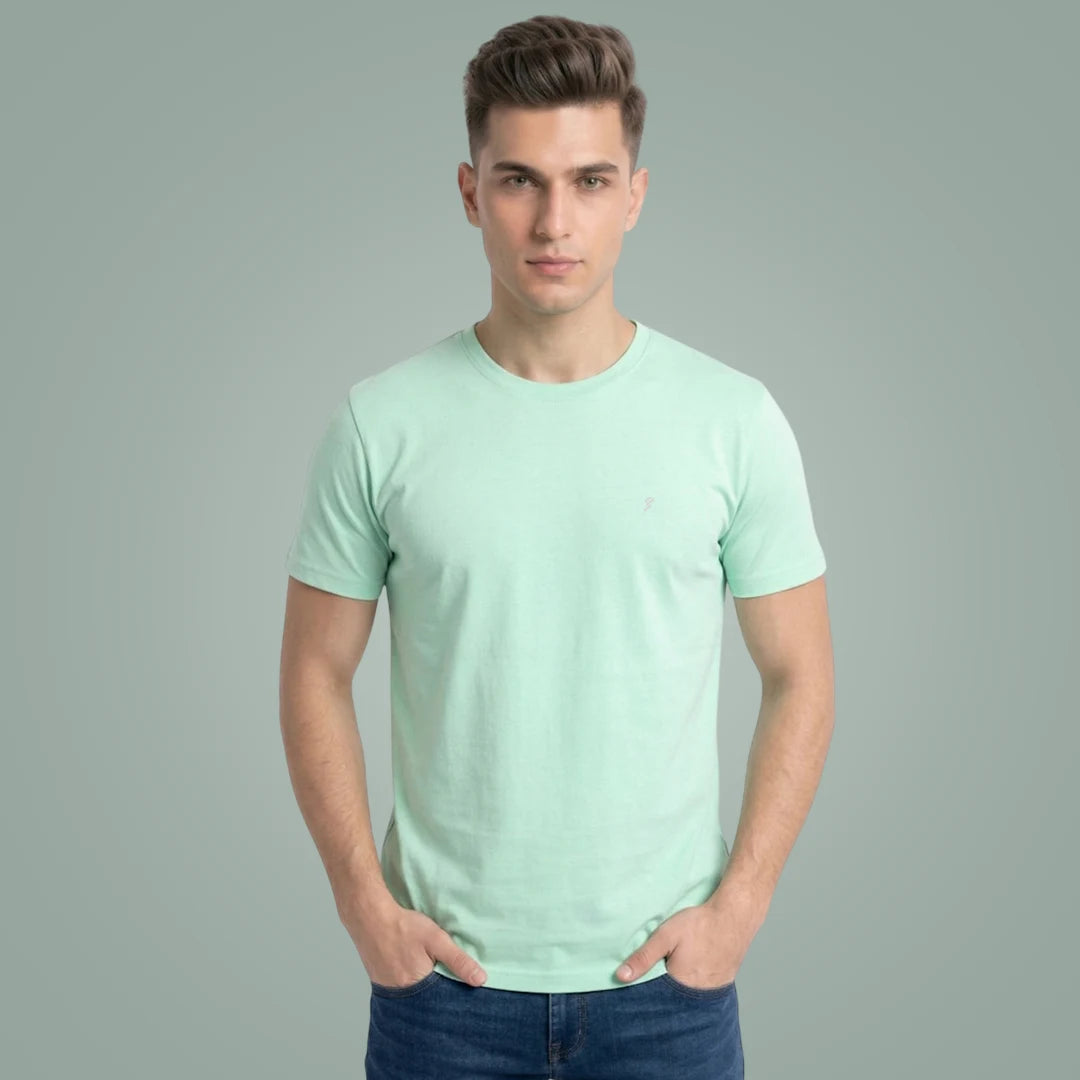 Men's Regular Fit Crew Neck T-Shirt, 100% Pure Cotton, 180 GSM, Breathable Everyday Wear