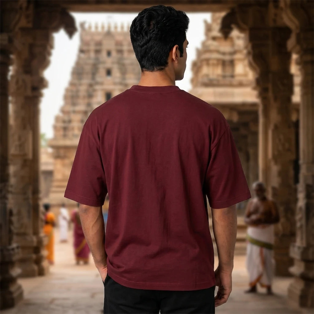 Divine Jagannath Trinity Print Oversized Streetwear T-Shirt – 240 GSM Heavyweight Pure Cotton