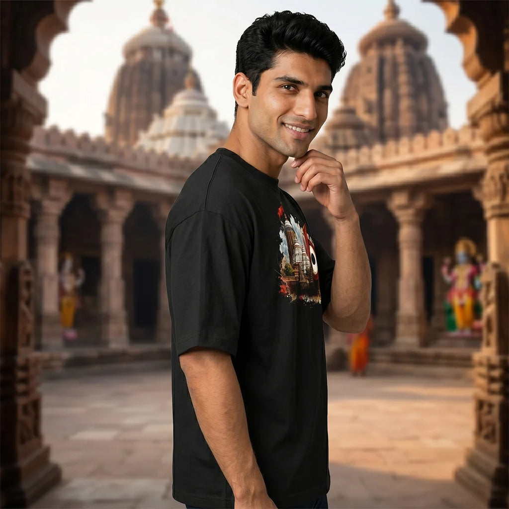 Premium Puri Jagannath Temple Graphic Oversized T-Shirt - 240 GSM Pure Cotton