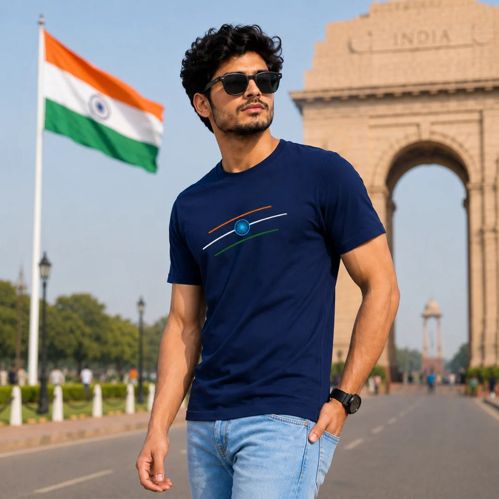 Premium Patriotic Theme Pure Cotton T-Shirt | 180 GSM, Bio-Washed Regular Fit Graphic Tee