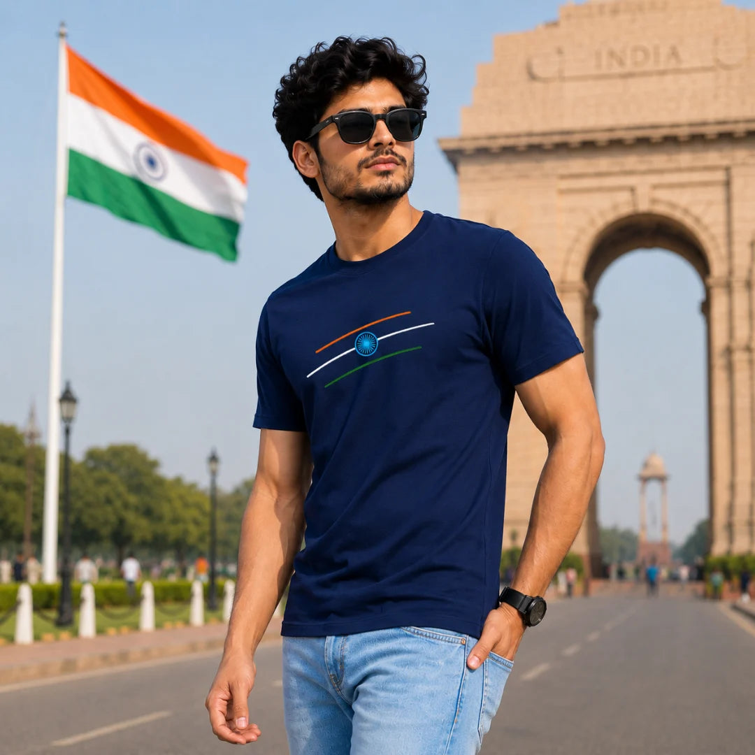Premium Patriotic Theme Pure Cotton T-Shirt | 180 GSM, Bio-Washed Regular Fit Graphic Tee