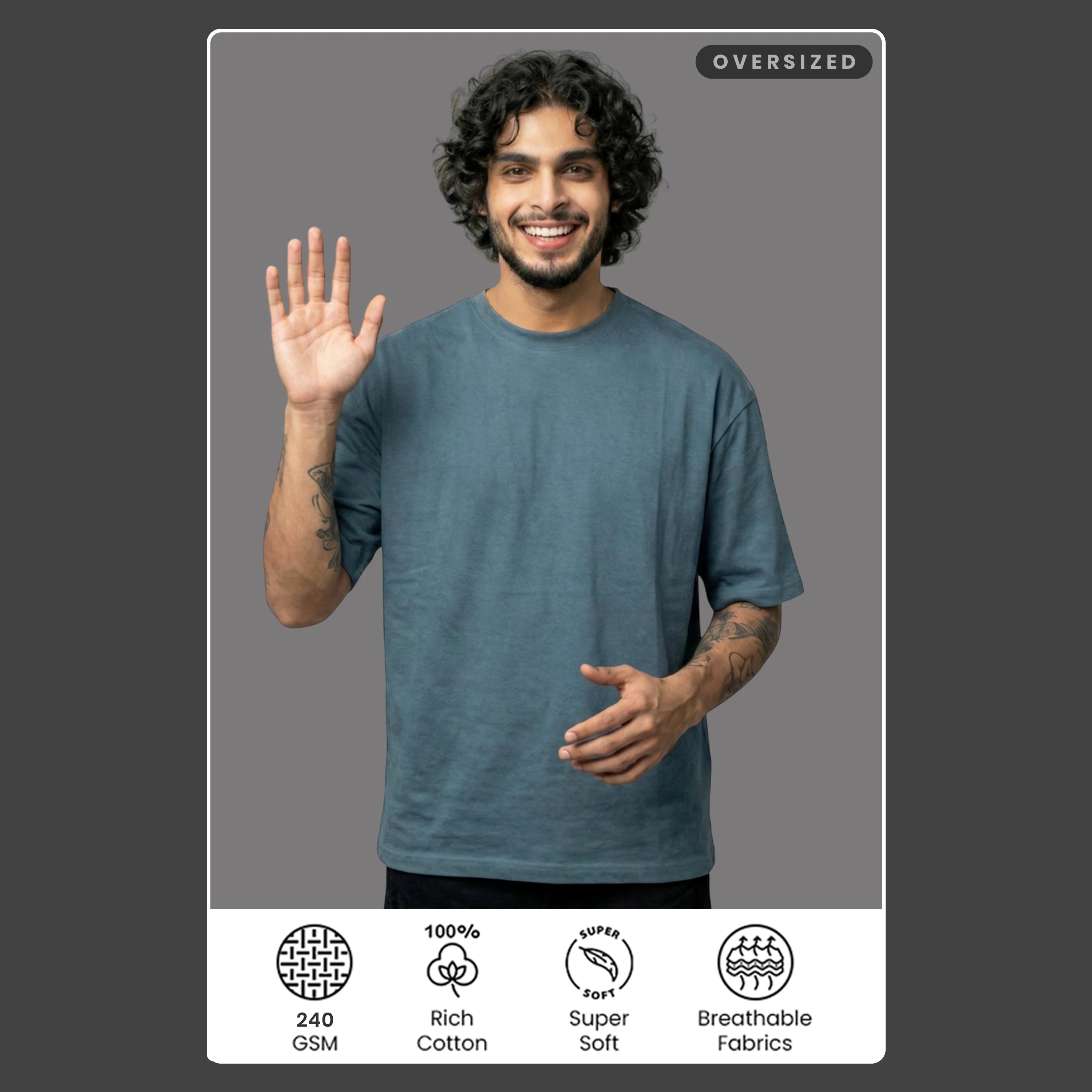 Premium Oversized Heavyweight T-Shirt - 240 GSM 100% Organic Cotton Bio-Washed Streetwear Tee