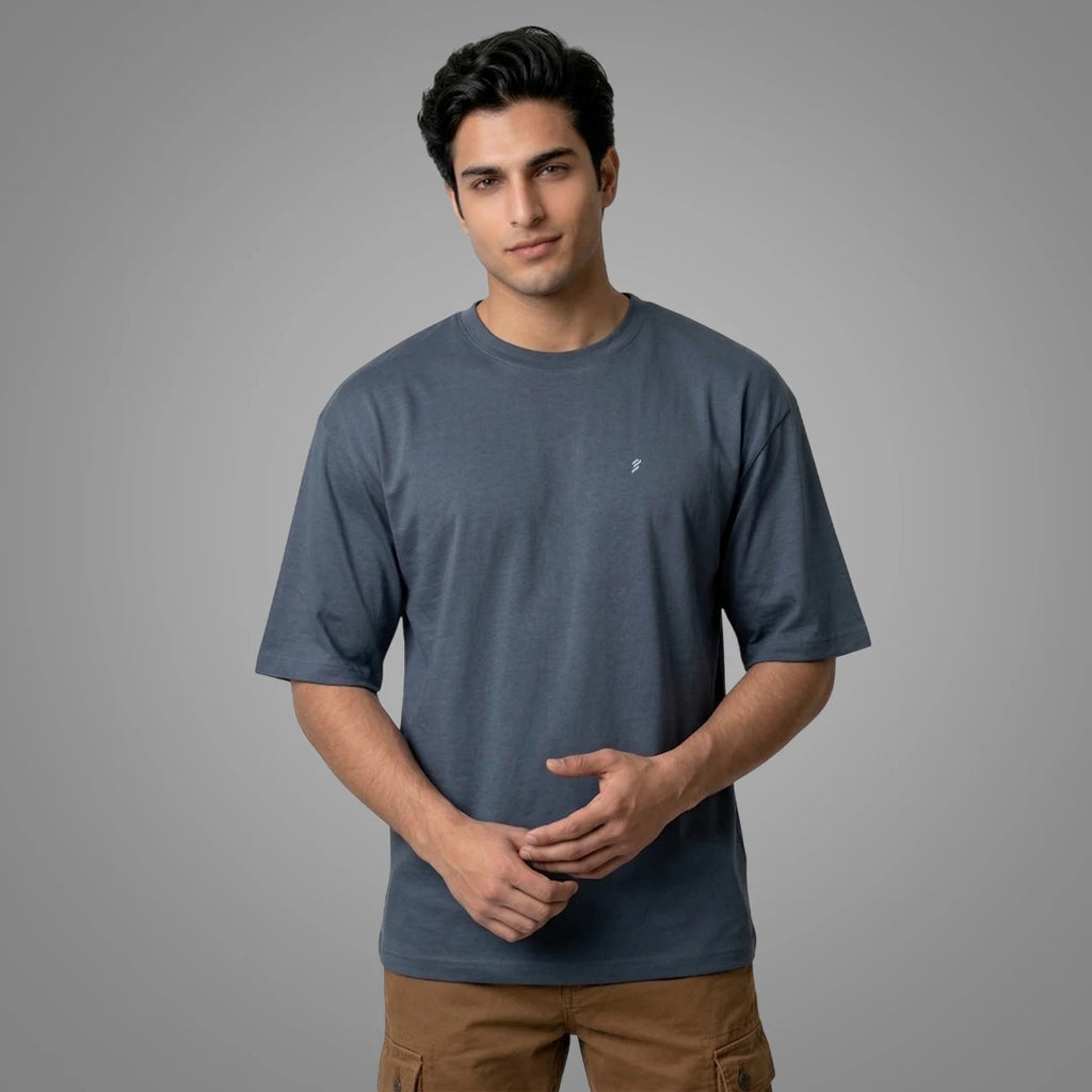 Premium 240 GSM Heavyweight Oversized T-Shirt – 100% Pure Cotton Minimalist Chest Logo Tee