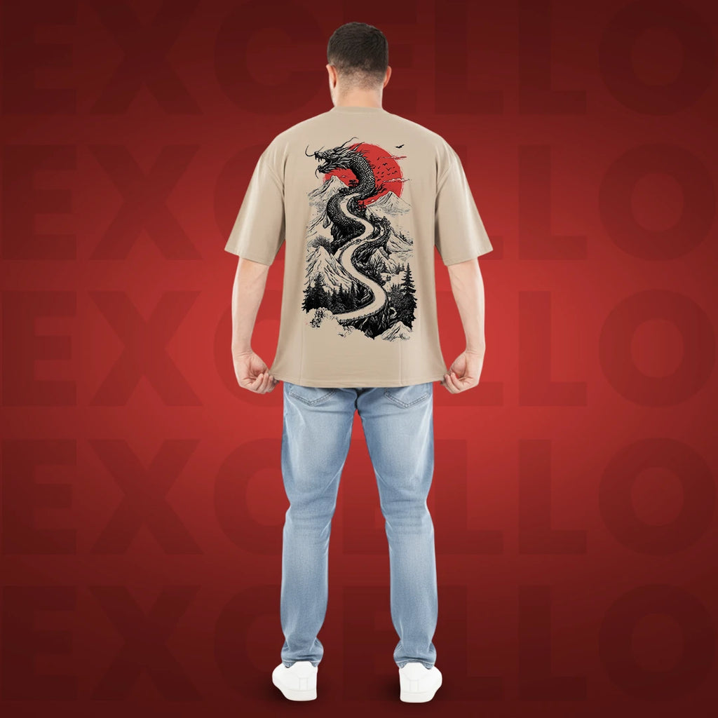 Dragon Warrior Premium Oversized Cotton T-Shirt | High-Density Graphic Streetwear Tee