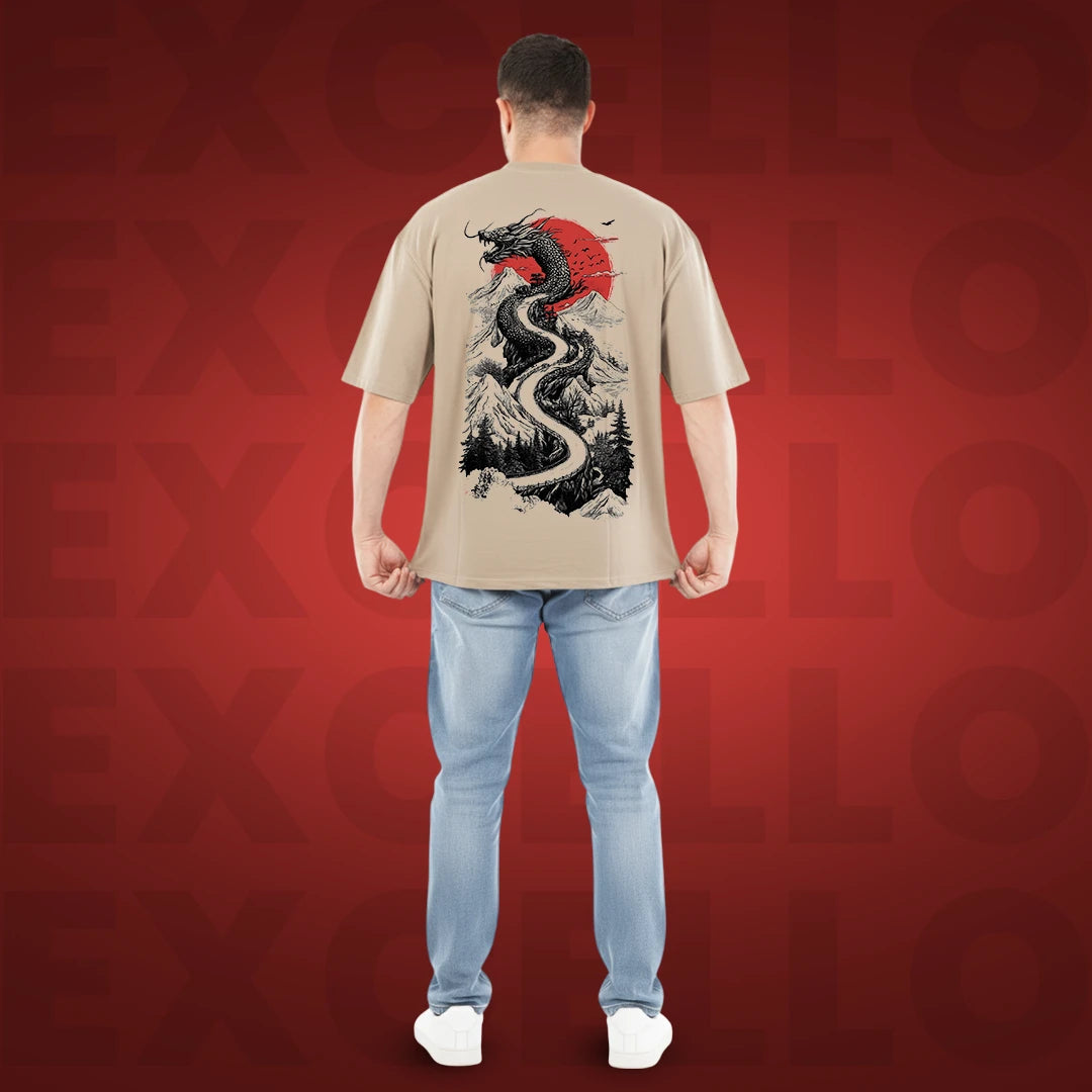 Dragon Warrior Premium Oversized Cotton T-Shirt | High-Density Graphic Streetwear Tee