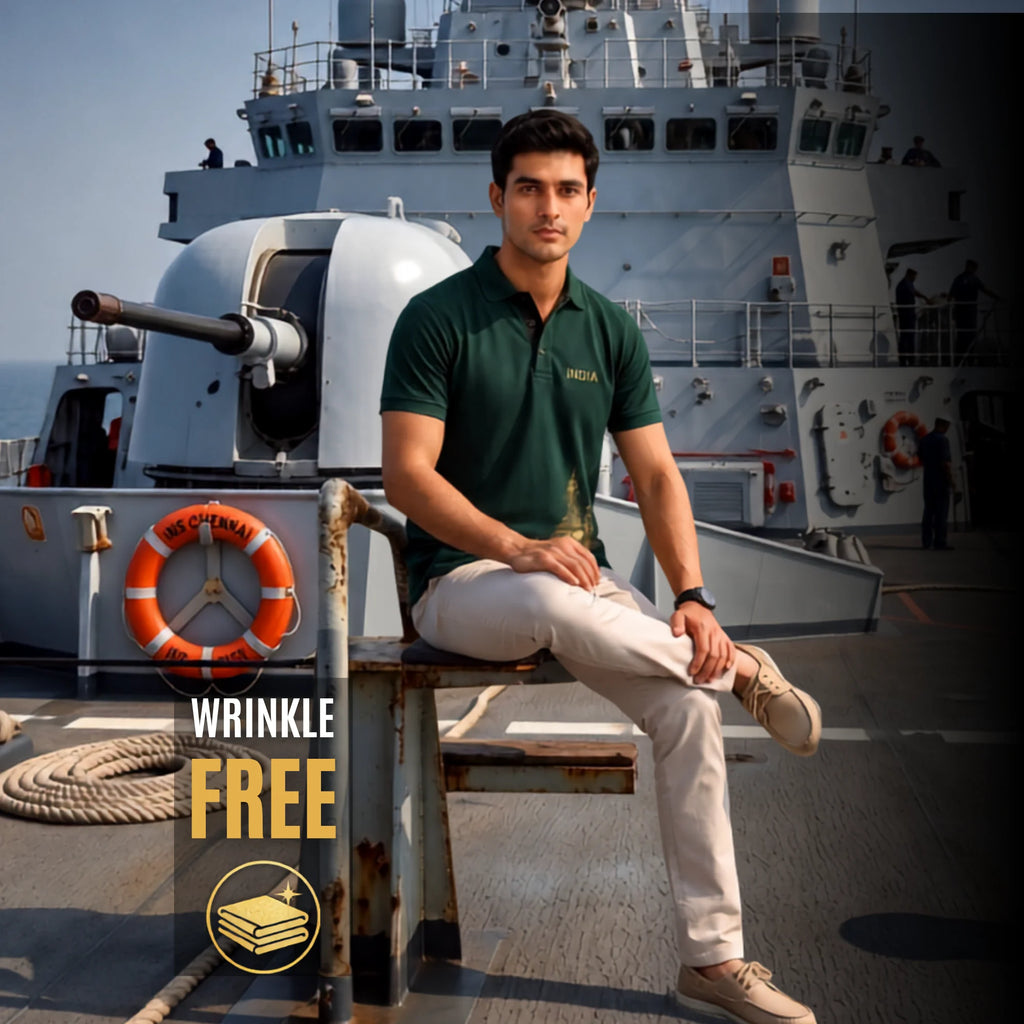 Patriotic India Naval Ship Polo for Men - 210 GSM Breathable T-Shirt