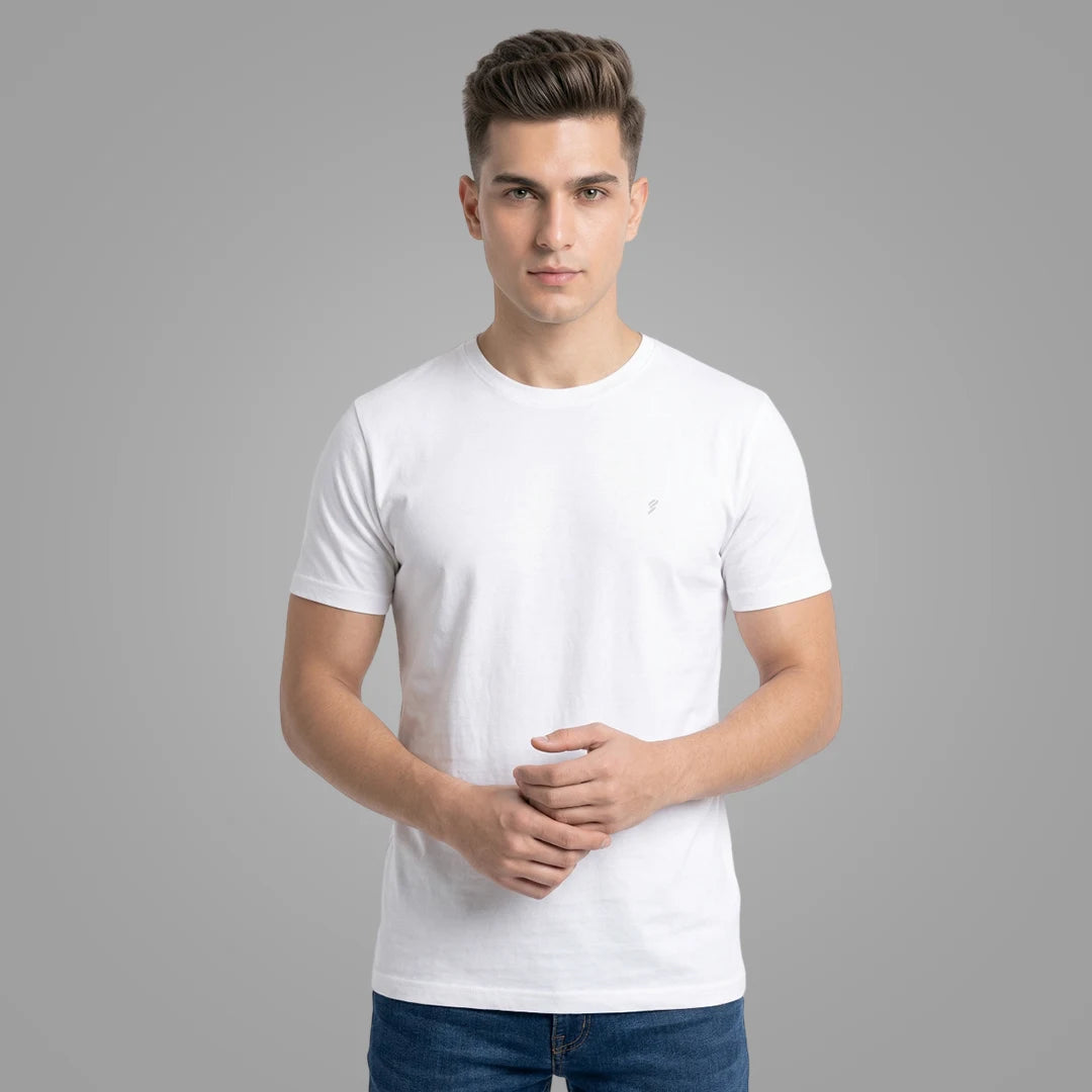Men's Regular Fit Crew Neck T-Shirt, 100% Pure Cotton, 180 GSM, Breathable Everyday Wear