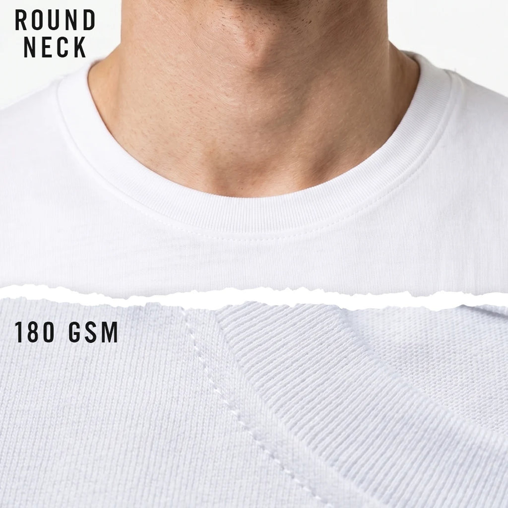 Premium Men's Cotton Blend Round Neck T-Shirt - Regular Fit, 180 GSM, Double Bio-Wash