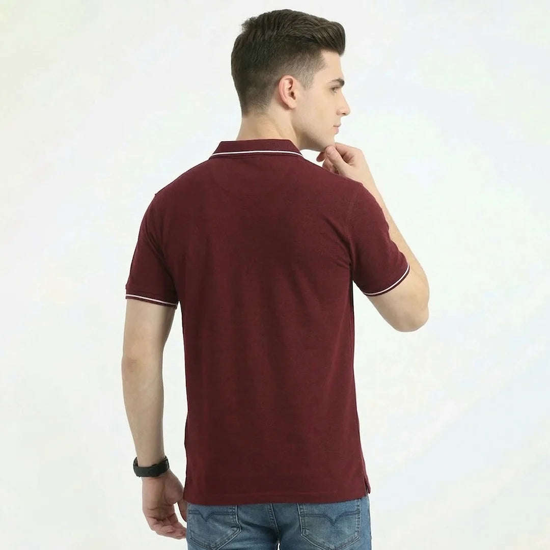 Premium 270 GSM Pure Cotton Biowash Tipping Polo T-Shirt - Heavyweight & Breathable