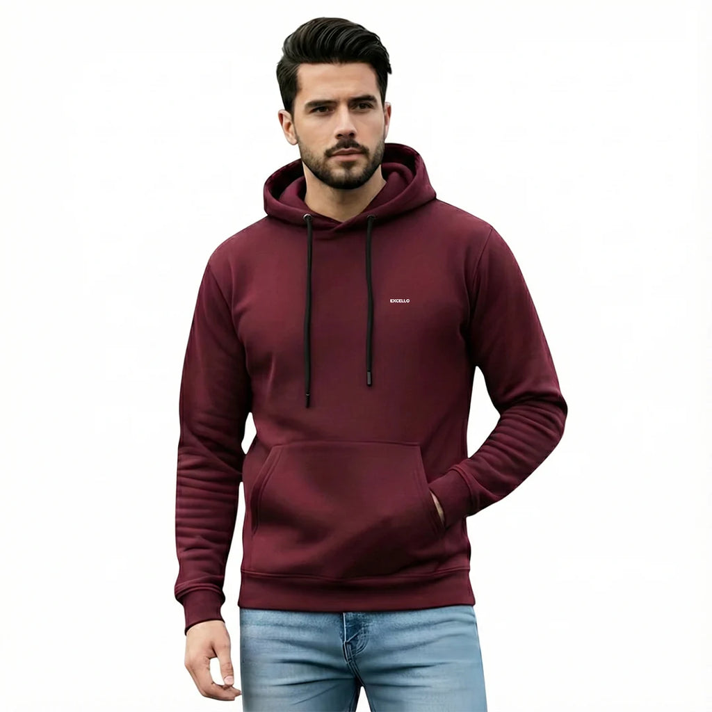 Excello Men’s Premium  Hoodie | Heavyweight Cotton | Bio-Washed Winter Pullover Hoodies