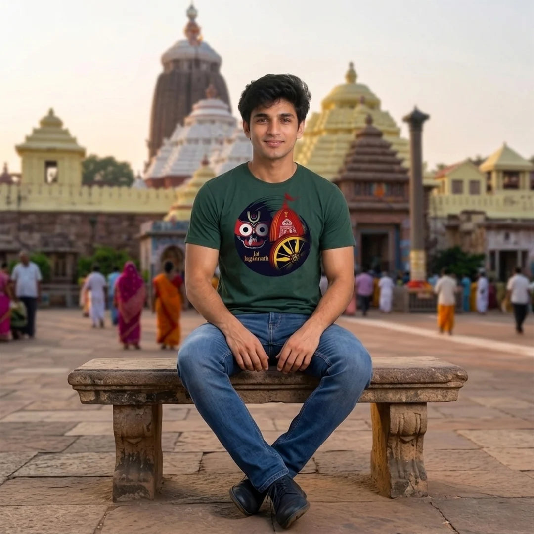 Lord Jagannath Devotional Festival Graphic T-Shirt – 180 GSM Heavyweight Half Sleeve Tee