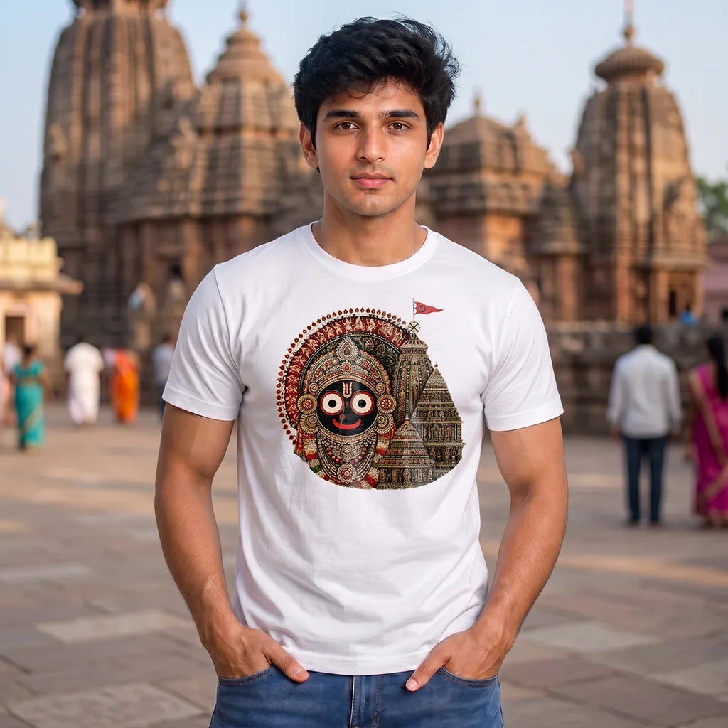 Men's Jagannath Puri Printed Round Neck Regular Fit T-Shirt (180 GSM)