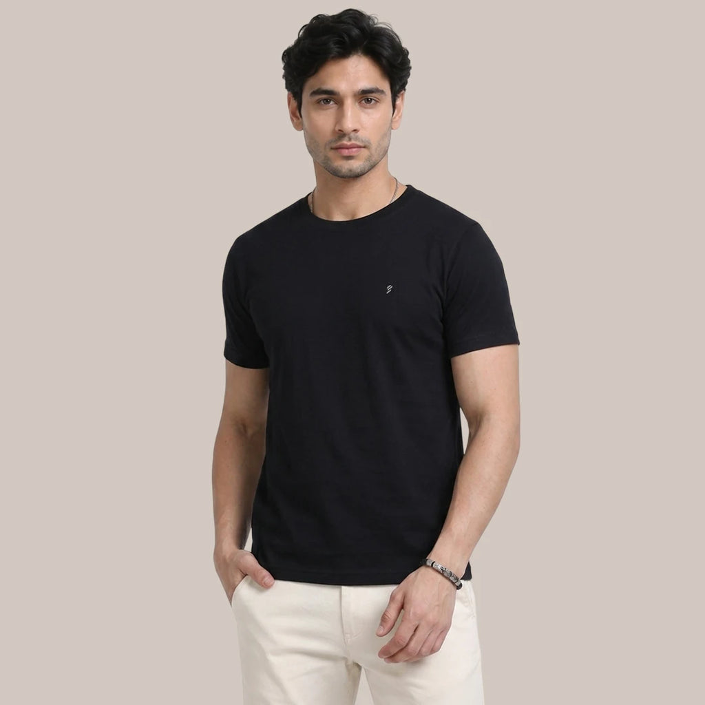 Premium Pure Cotton 180 GSM Regular Fit Round Neck T-Shirt – Double Bio-Washed Luxury Comfort