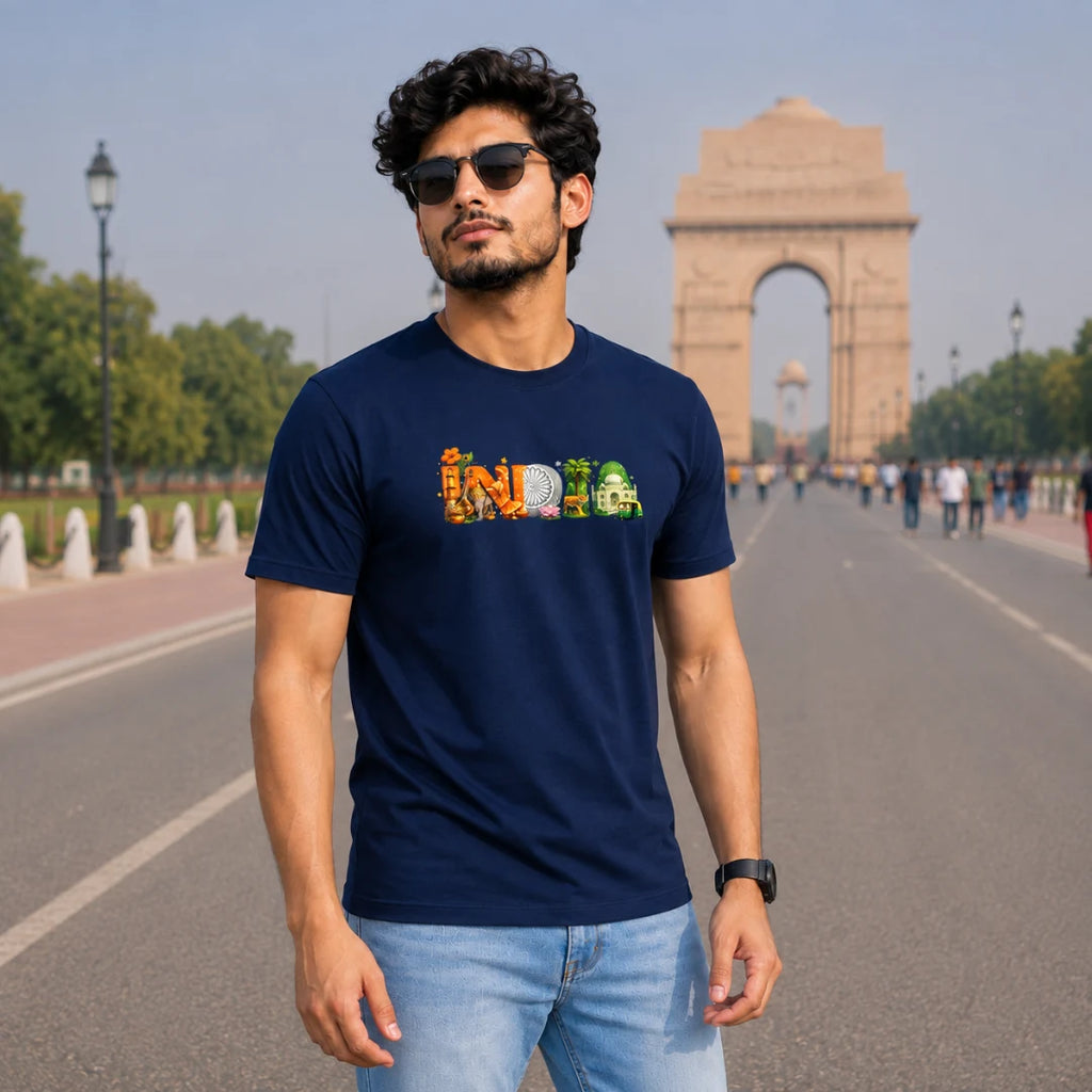 Premium India Heritage Graphic T-Shirt | Independence Edition 180 GSM Pure Cotton Regular Fit Tee