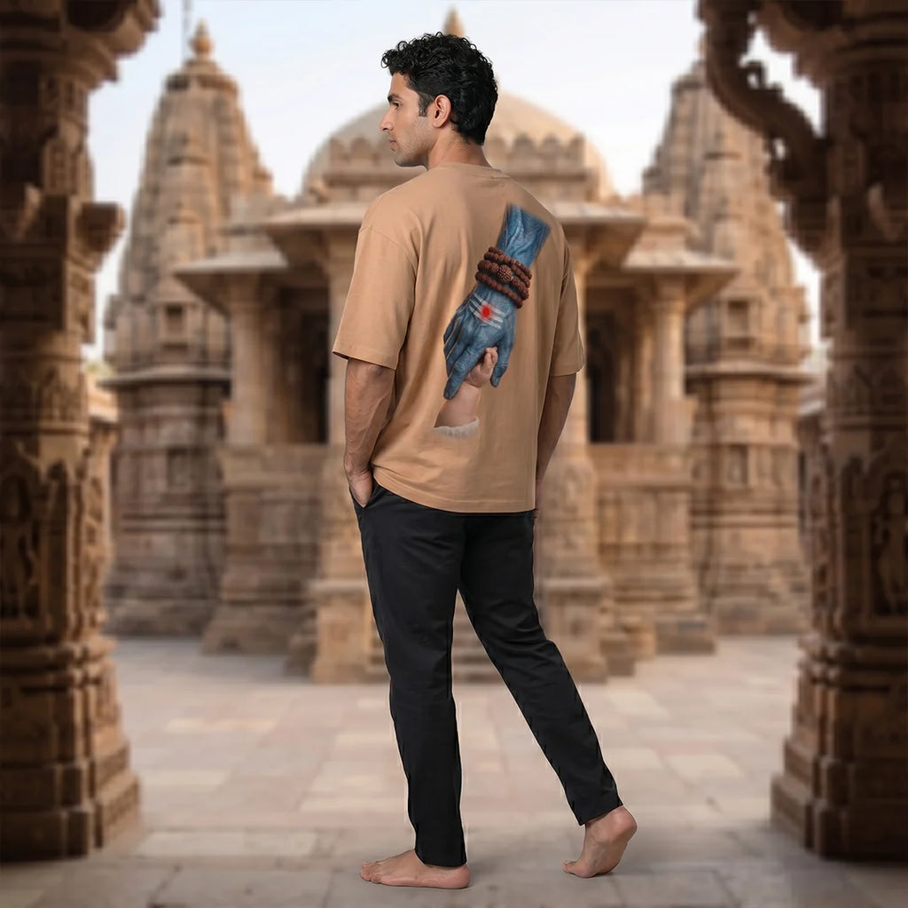 Mahadev Art Printed Heavyweight Oversized Tee | 240 GSM Breathable Drop Shoulder T-Shirt
