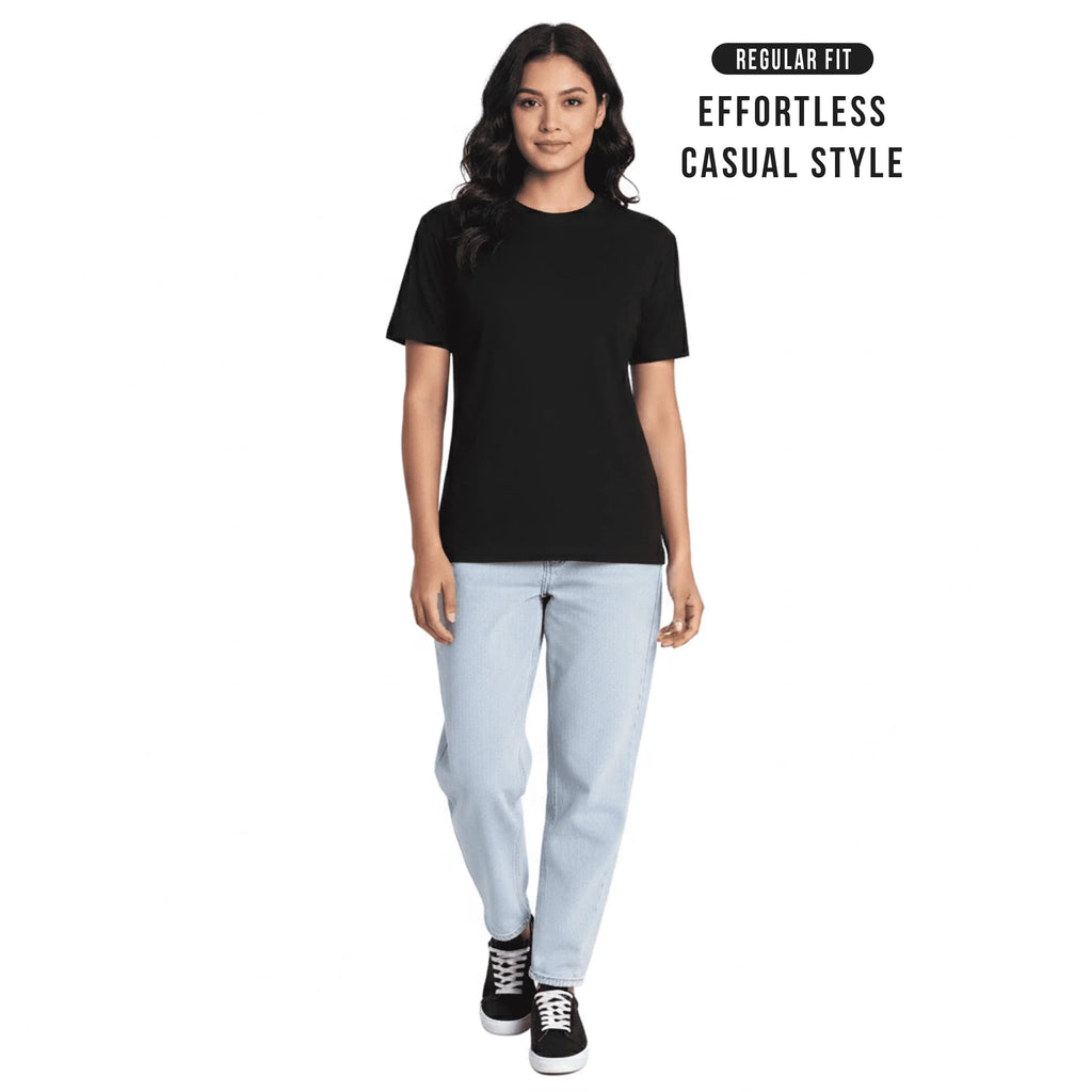 Premium 100% Organic Cotton Women’s Regular Fit Crew Neck T-Shirt – 180 GSM Bio-Washed Comfort Tee