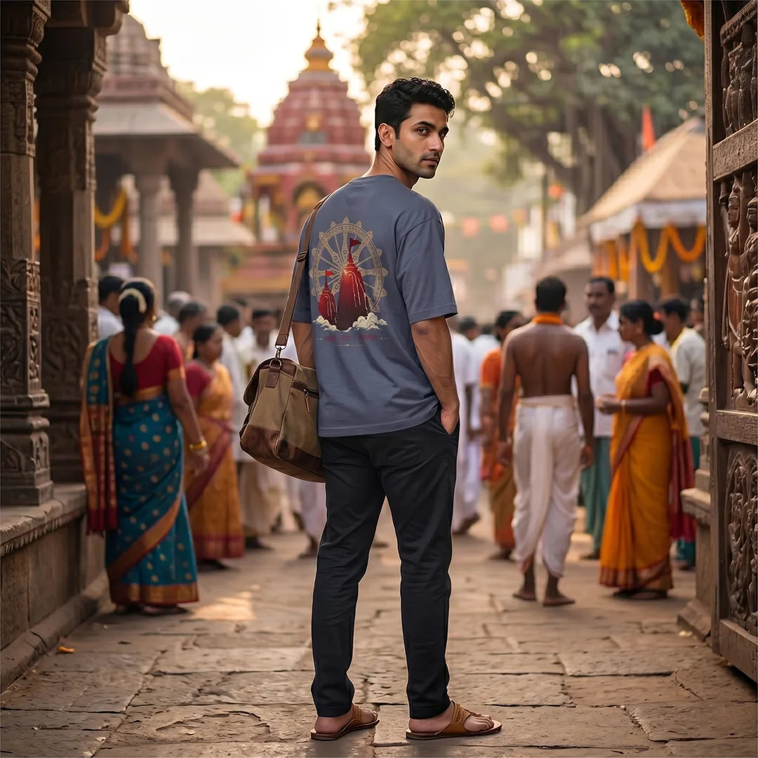 Excello Premium "Shraddha Seva Samarpan" Oversized Graphic T-Shirt