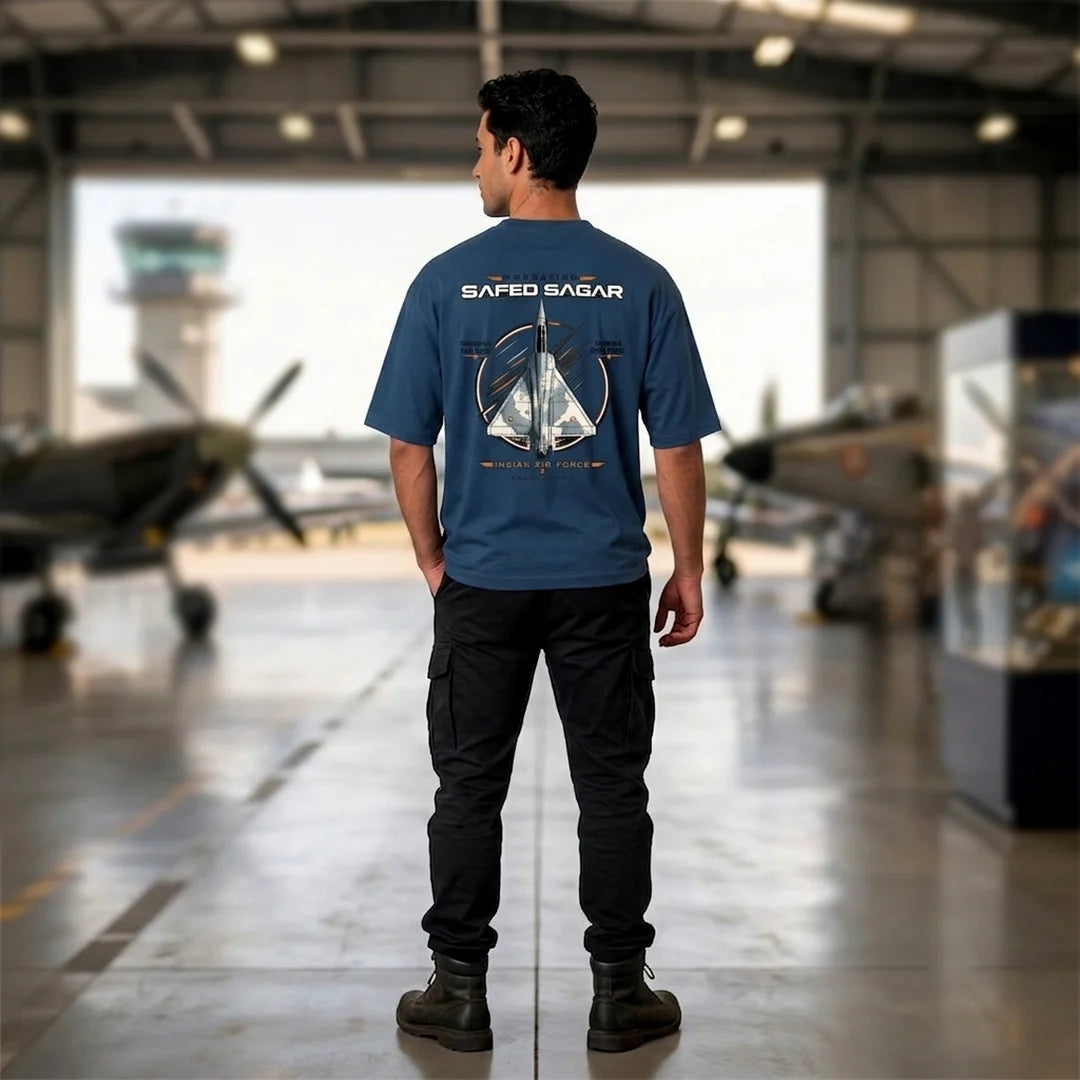Men's Oversized Graphic T-Shirt - Operation Safed Sagar IAF Tribute, 240 GSM Pure Cotton, Bio-Washed