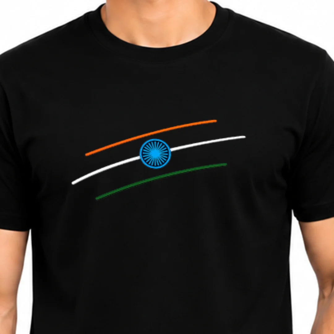 Premium Patriotic Theme Pure Cotton T-Shirt | 180 GSM, Bio-Washed Regular Fit Graphic Tee