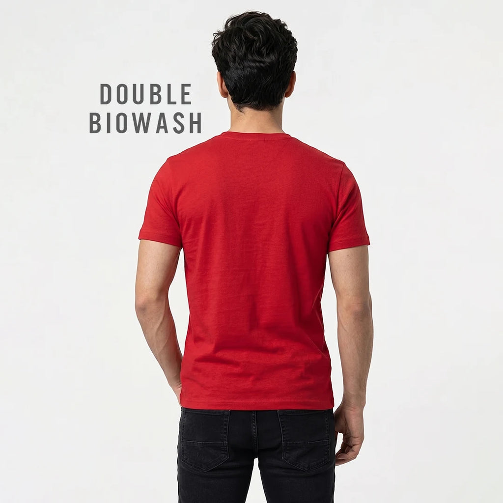 Premium Men's Cotton Blend Round Neck T-Shirt - Regular Fit, 180 GSM, Double Bio-Wash