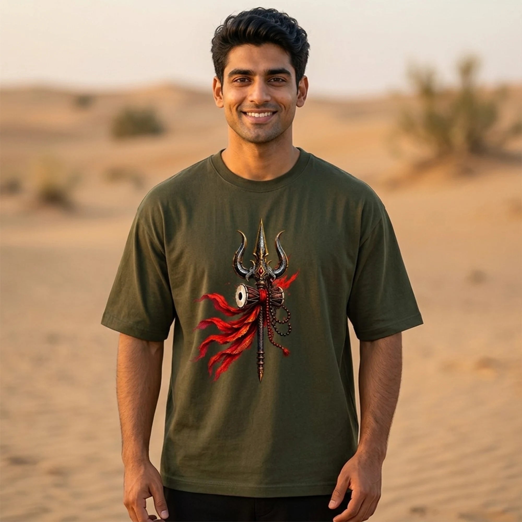 Mahakal Lord Shiva Printed Oversized T-Shirt for Men | Premium 240 GSM Heavyweight Cotton Graphic Streetwear Tee