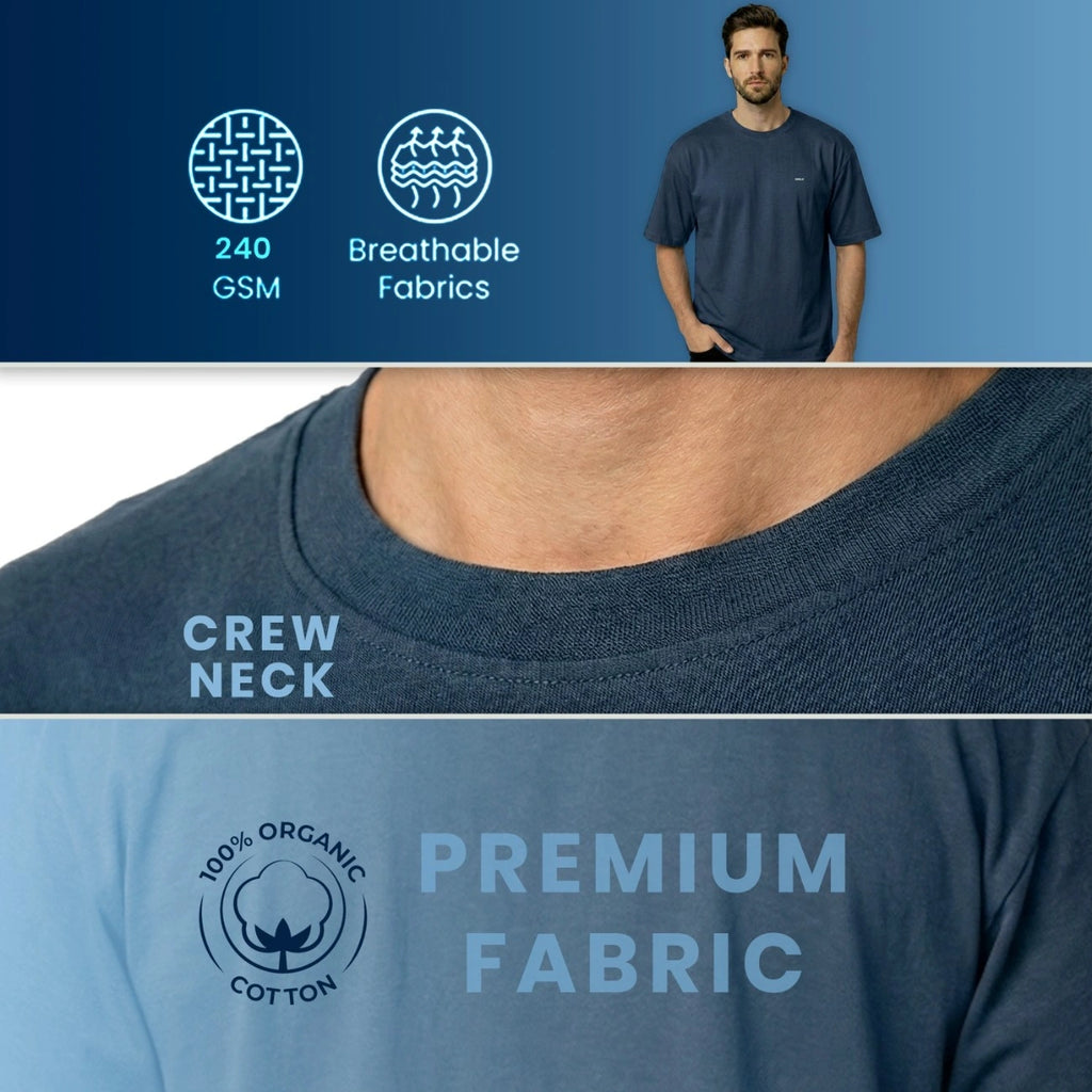 Premium 100% Organic Cotton Men's Oversized T-Shirt – Heavyweight 240 GSM Bio-Washed Relaxed Fit Tee