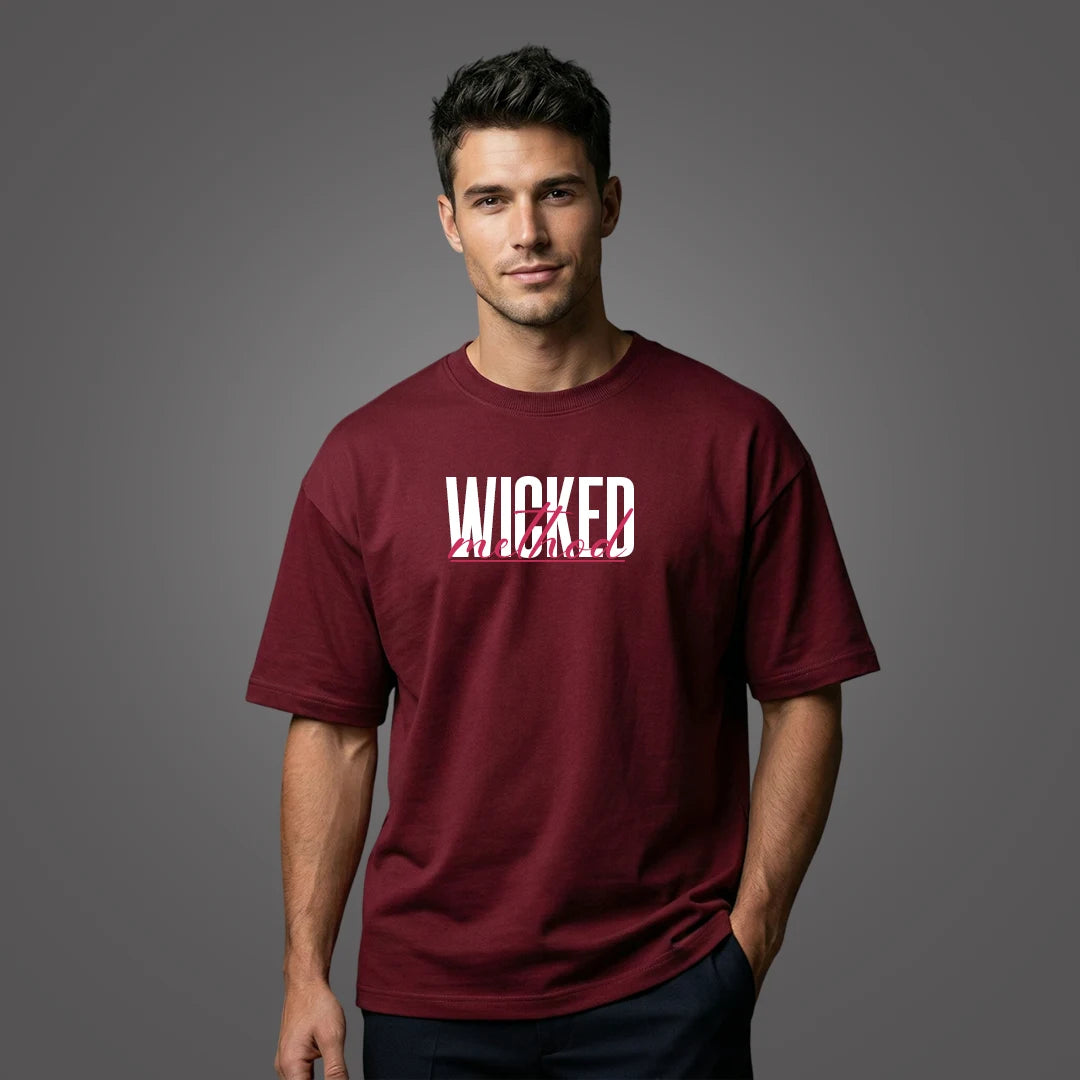 "Wicked Method" Graphic Oversized T-Shirt – Wine