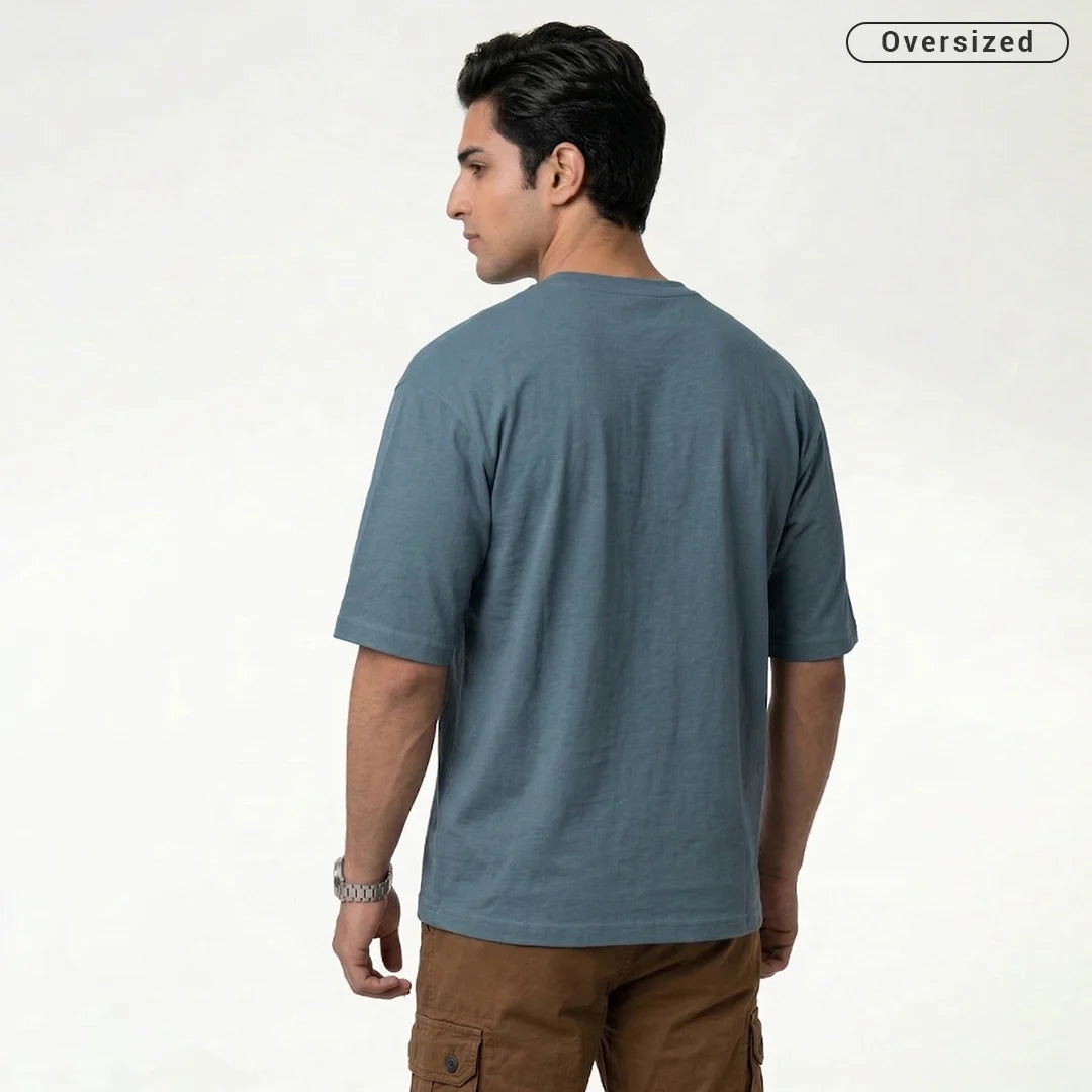 Premium 240 GSM Heavyweight Oversized T-Shirt – 100% Pure Cotton Minimalist Chest Logo Tee