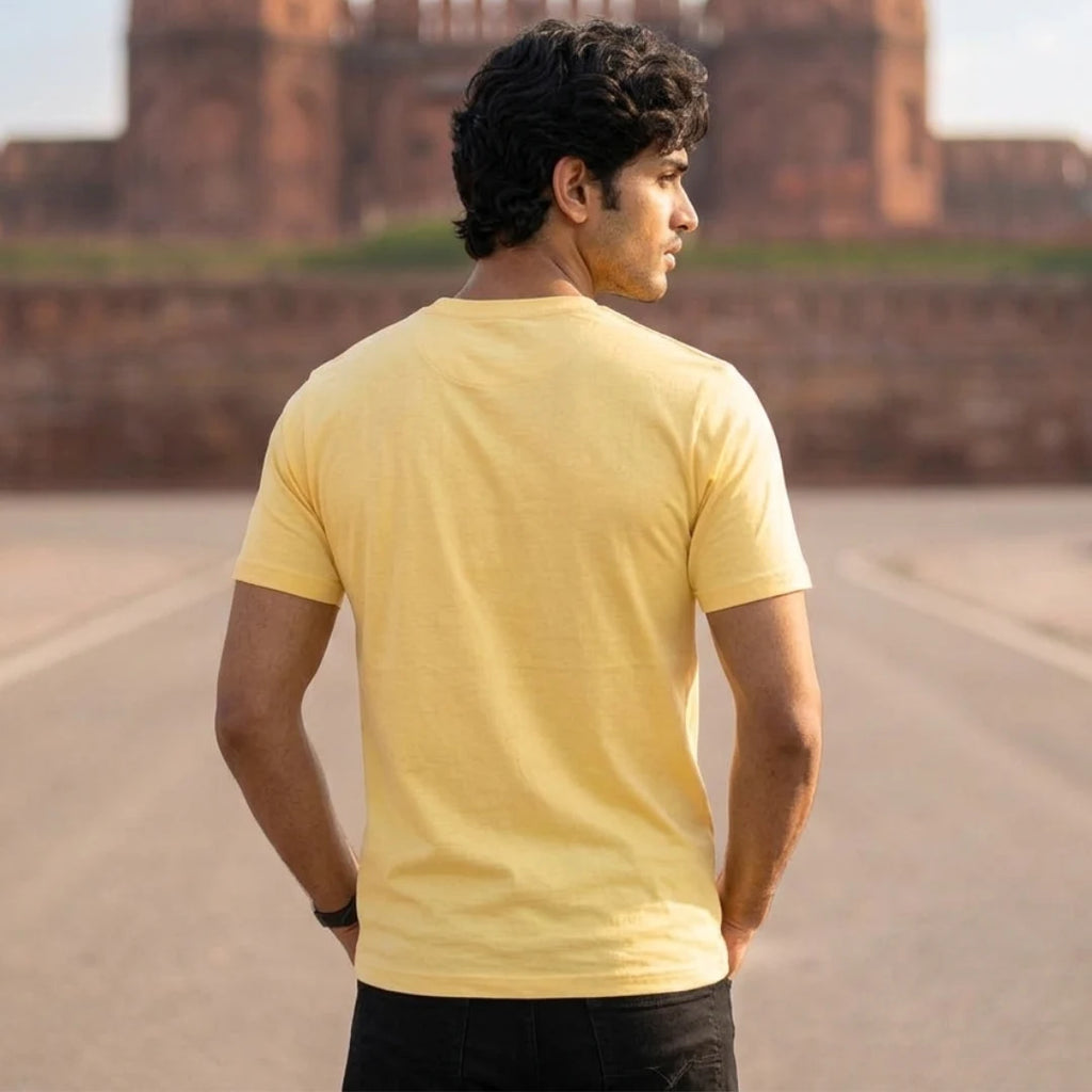 Excello Men's "Jai Hind" Patriotic Typography Graphic T-Shirt | 15th August Edition | 180 GSM Pure Cotton Regular Fit