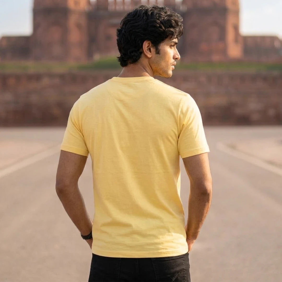 Excello Men's "Jai Hind" Patriotic Typography Graphic T-Shirt | 15th August Edition | 180 GSM Pure Cotton Regular Fit