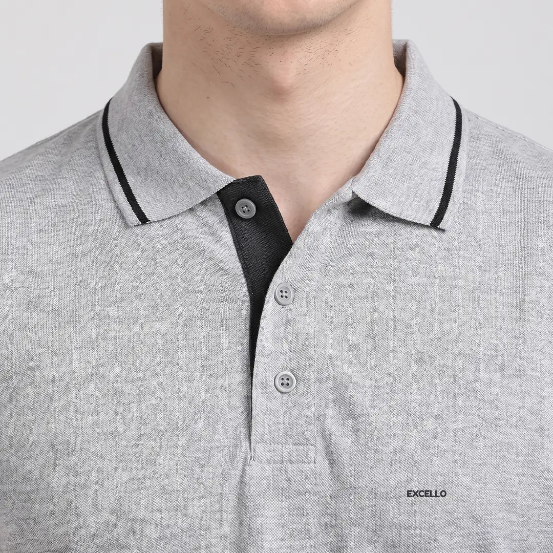 Premium Pure Cotton Regular Fit Tipping Polo Shirt - 270 GSM Bio-Washed