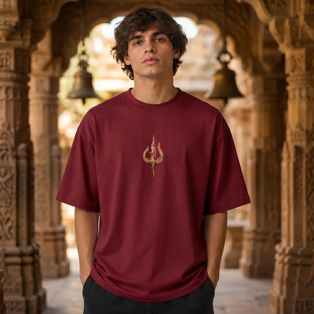 Premium Drop Shoulder T-Shirt | Shiva & Parvati Divine Print | 240 GSM Heavyweight