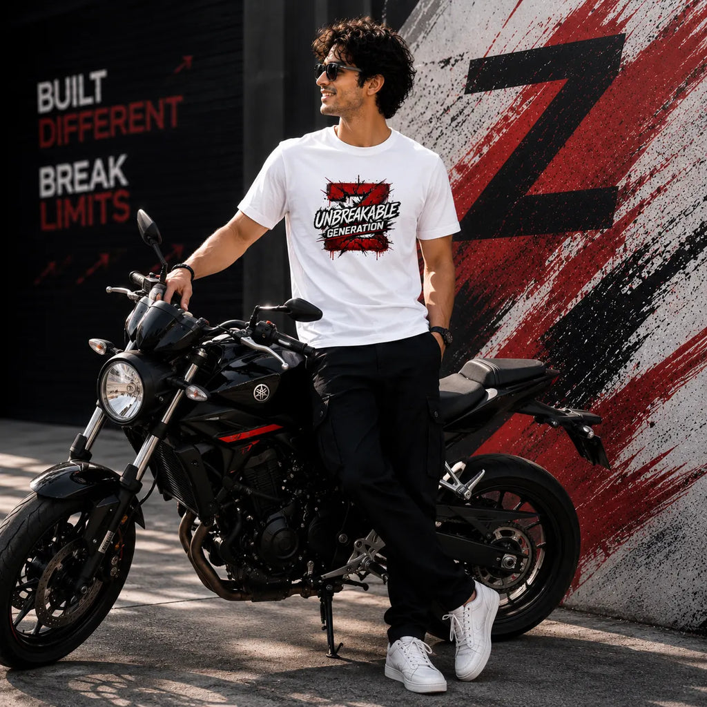 Excello Men's 'Unbreakable Generation Z' Graphic Printed T-Shirt | 180 GSM Pure Cotton Regular Fit