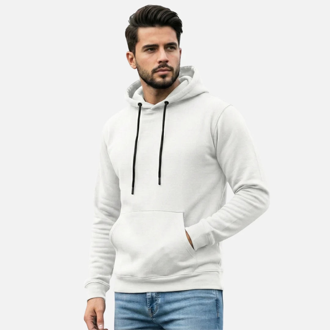 Men's Premium Solid Hoodie | Classic Regular Fit Cotton Blend Pullover Hoodie with Kangaroo Pocket | Essential Casual Winter Streetwear