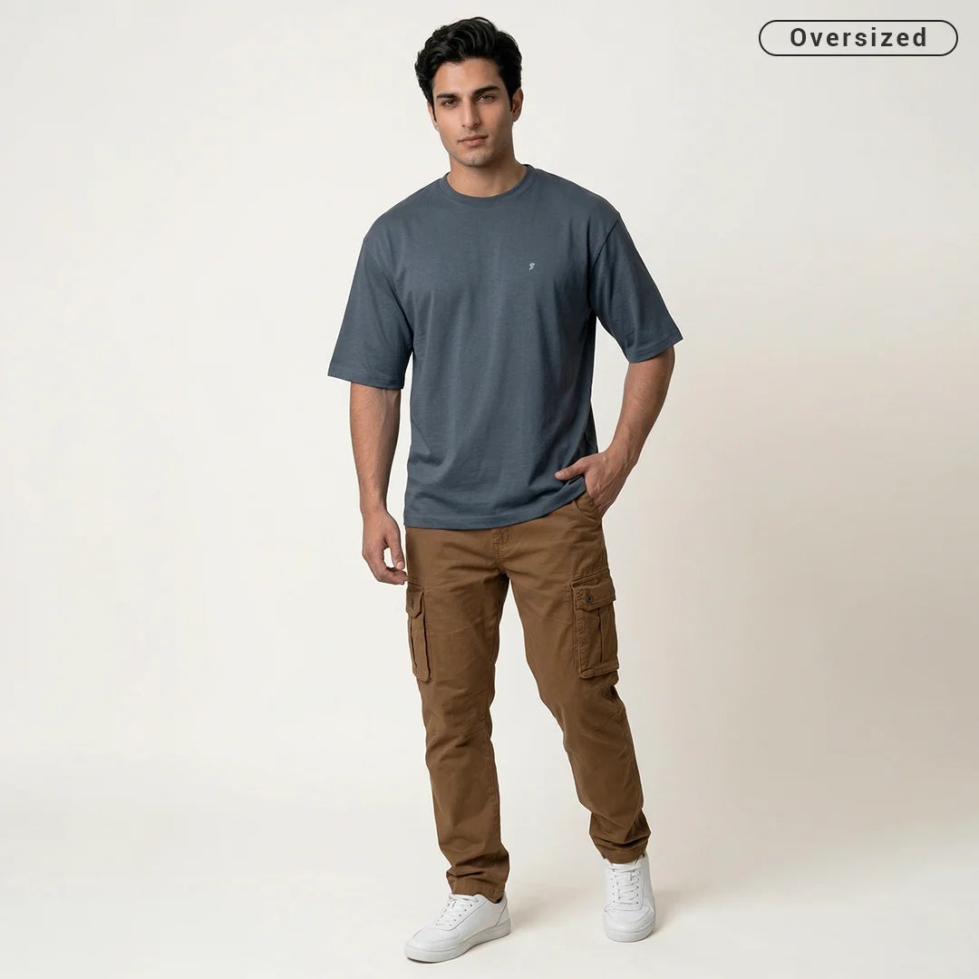 Premium 240 GSM Heavyweight Oversized T-Shirt – 100% Pure Cotton Minimalist Chest Logo Tee