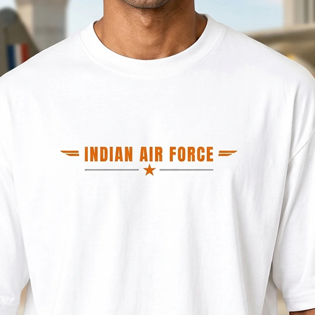 Men's Oversized Graphic T-Shirt - Operation Safed Sagar IAF Tribute, 240 GSM Pure Cotton, Bio-Washed