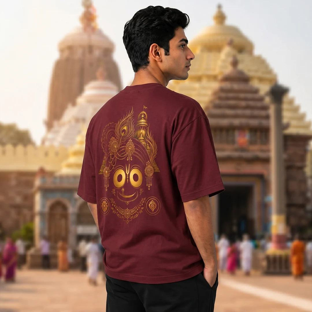 Premium Oversized Jai Jagannath Graphic T-Shirt - 240 GSM Pure Cotton, Soft Biowashed