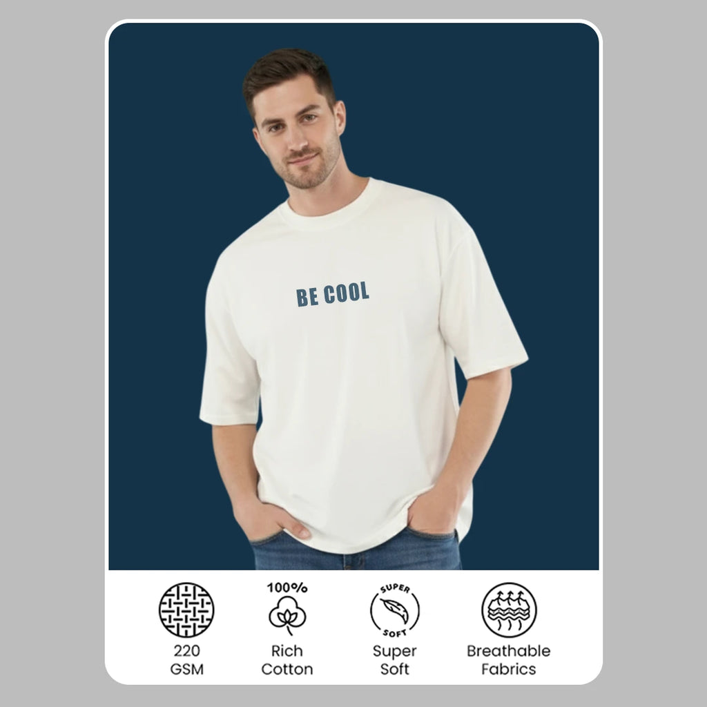 Premium "Be Cool" Tiger Graphic Oversized T-Shirt – 100% Rich Cotton, 220 GSM Heavyweight Streetwear Tee