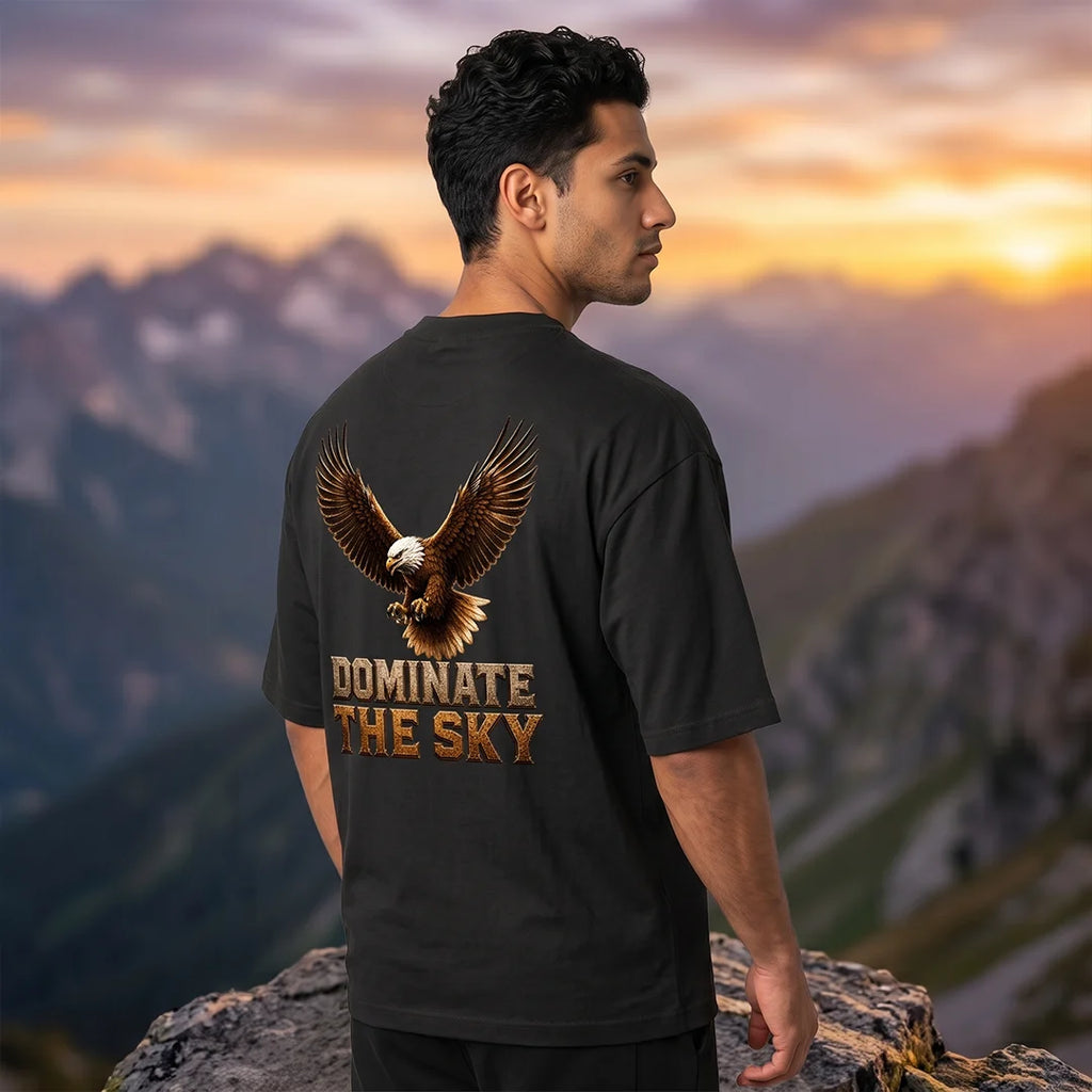 Men's India Air Force Eagle Graphic T-Shirt - 240 GSM Oversized