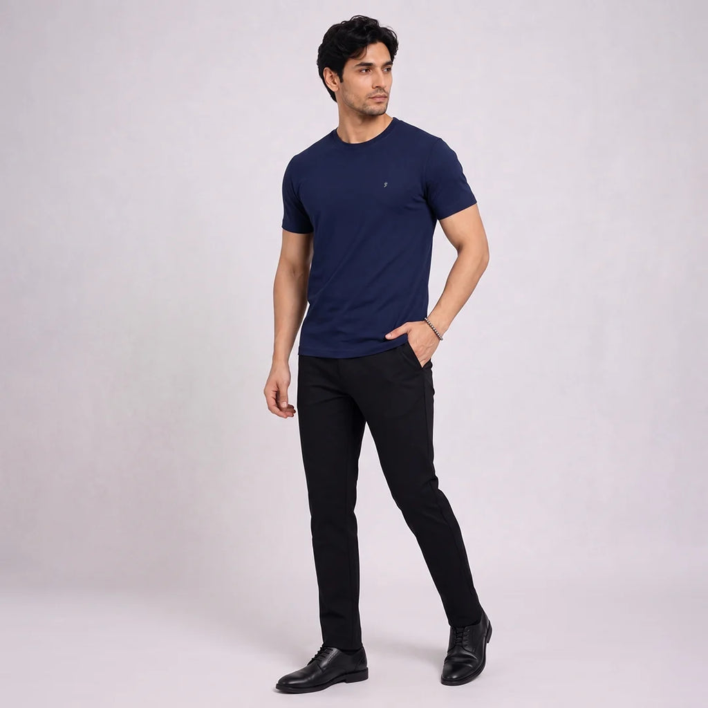 Premium Pure Cotton 180 GSM Regular Fit Round Neck T-Shirt – Double Bio-Washed Luxury Comfort