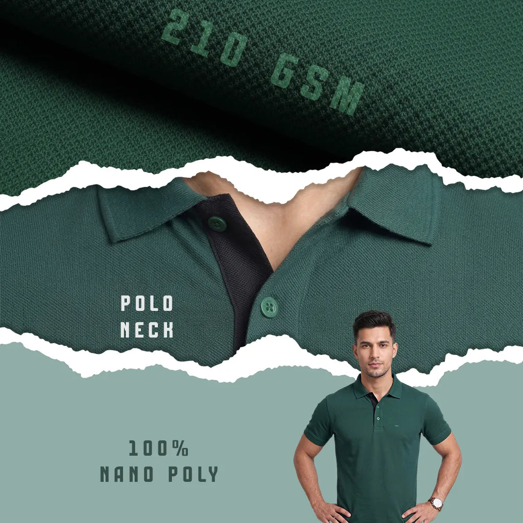 Excello Premium Men's Aeropiq Polo T-Shirt | Wrinkle-Free 100% Nanopoly